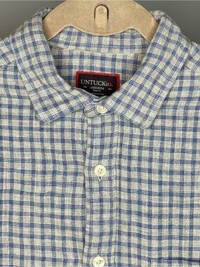 UNTUCKit Men's Grey and Blue Check Cotton Button-Down Shirt